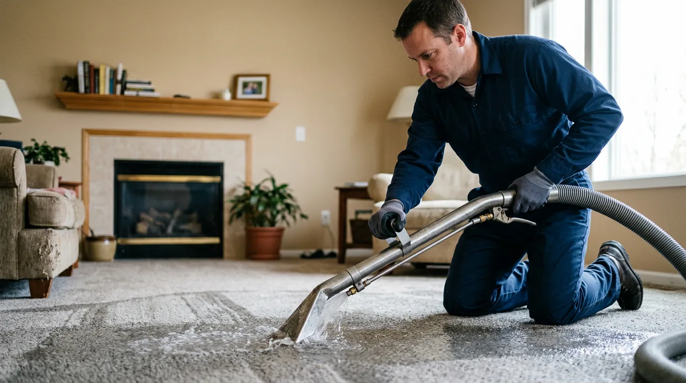 Water damage restoration technician working near Belleview, MO